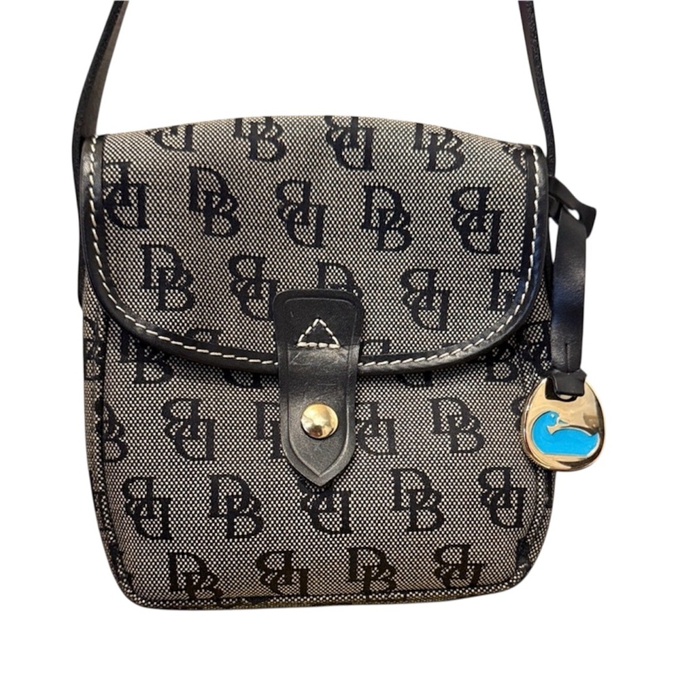 Dooney & Bourke Black & Beige Monogram Mini Crossbody